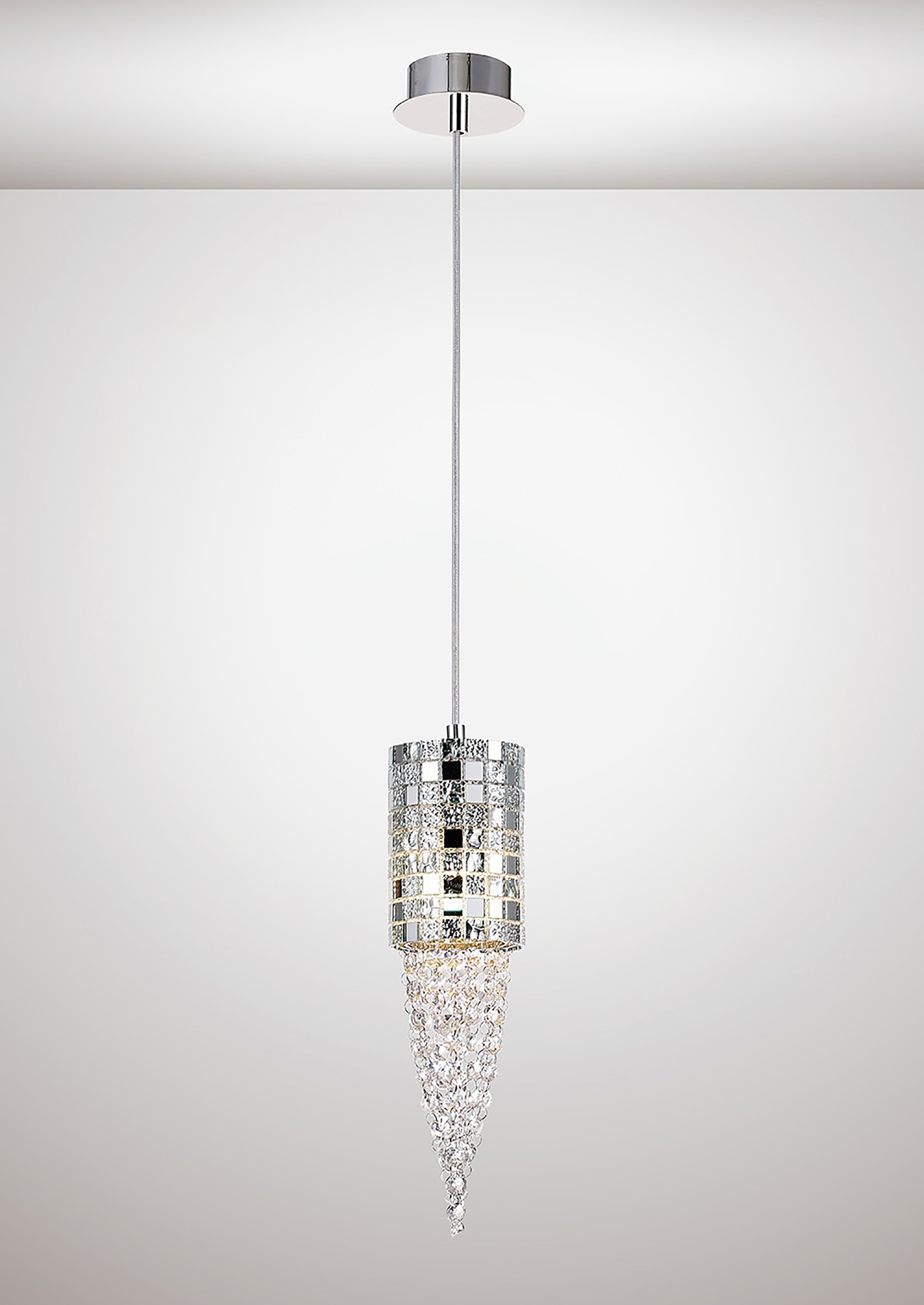 IL31622  Camden Crystal Pendant 1 Light Polished Chrome